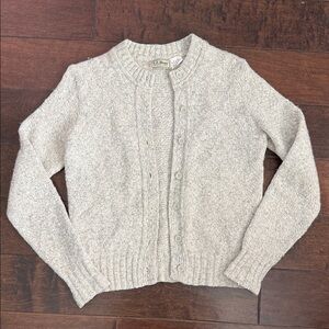L.L. Bean Vintage Wool Blend Women's Beige Cardigan Sweater